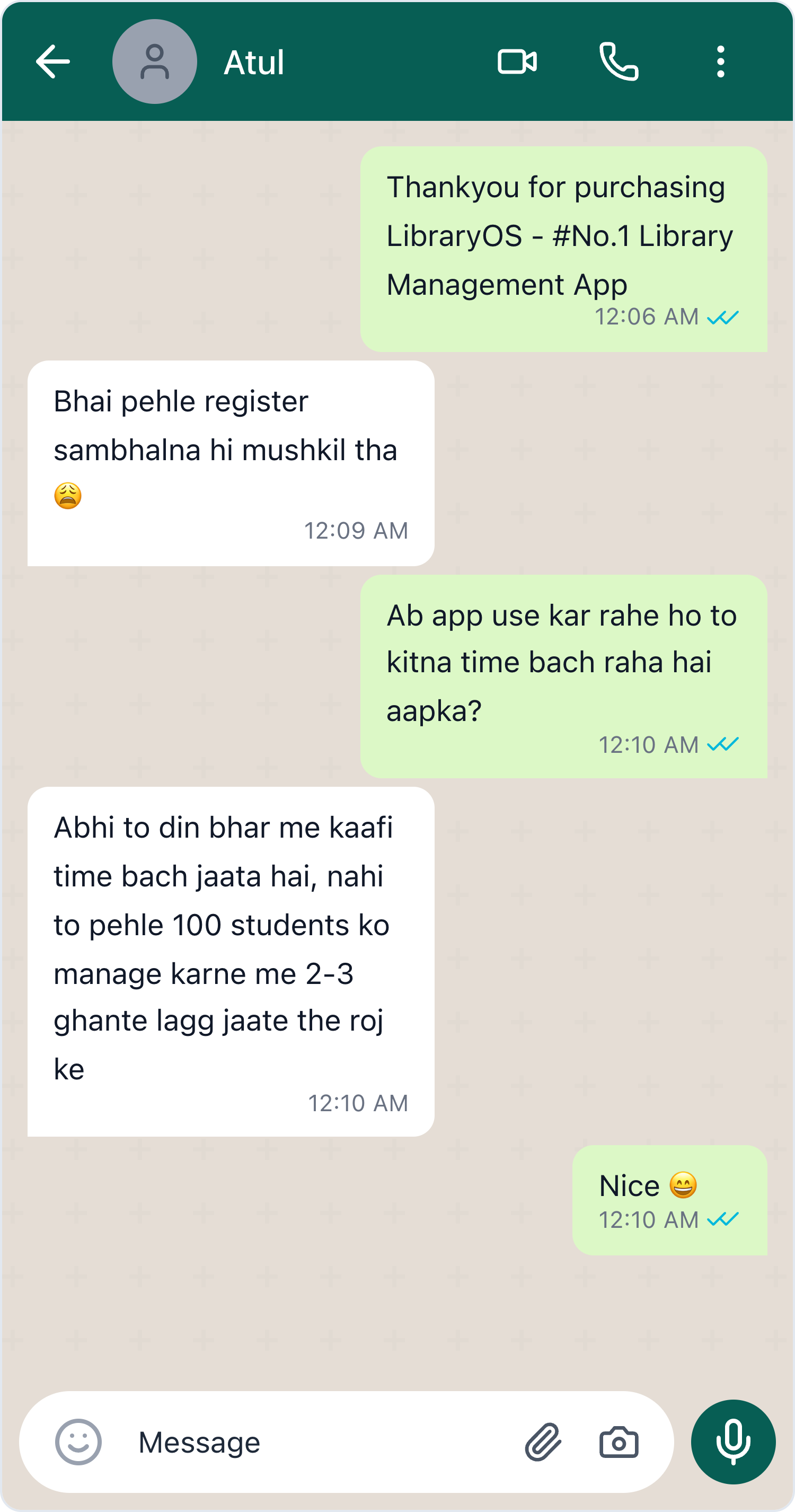 Customer chat screenshot 2